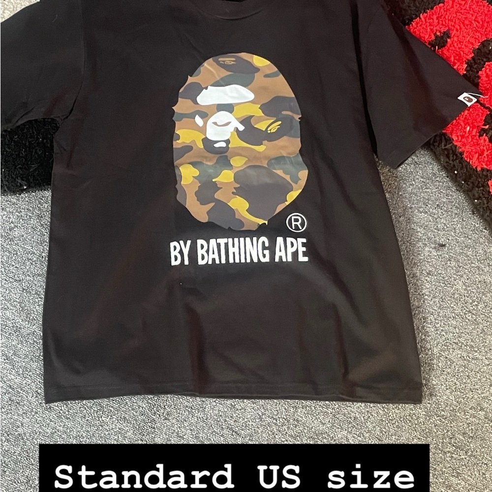 Bape Black Tee with Camo Ape Graphic